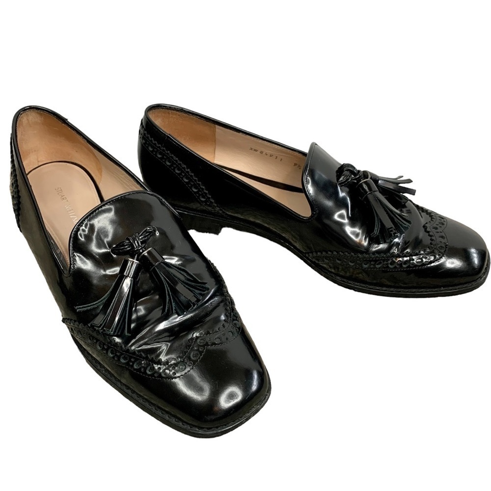 Stuart Weitzman Boything Wingtip Oxford‎ Tassel Patent Leather Loafers